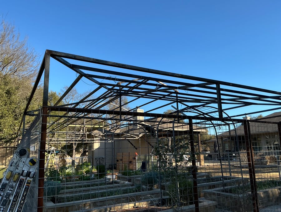 Steel patio structure